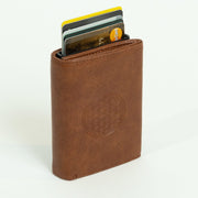 Piram Leather Premium RFID Wallet – Flower of Life Brown Design