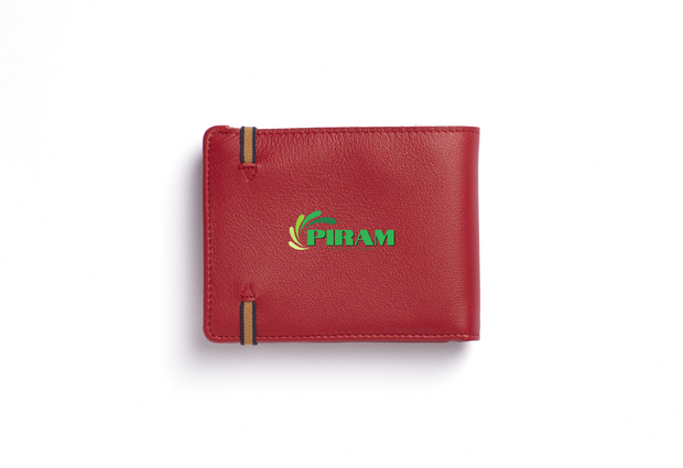 Piram Leather Minimalist Wallet – Red Edition with Coin Pocket