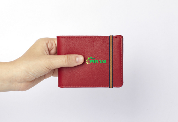 Piram Leather Minimalist Wallet – Red Edition with Coin Pocket