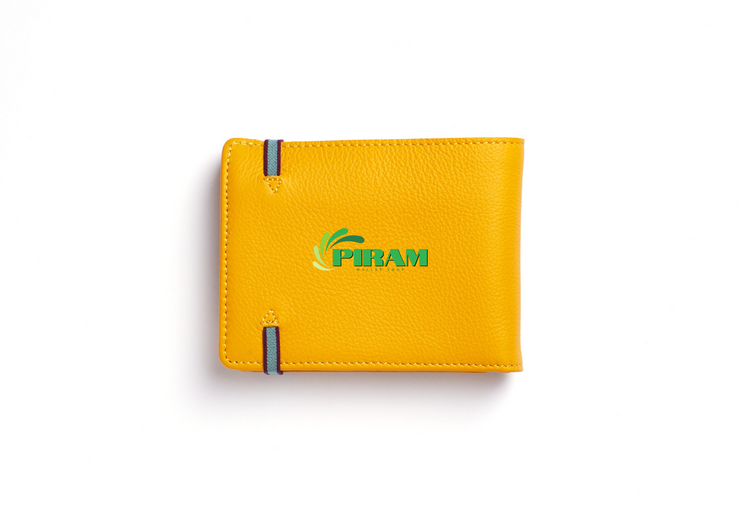 Piram Leather Minimalist Wallet – Yellow Edition with Coin Pocket