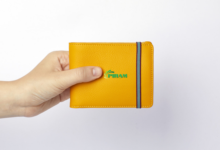 Piram Leather Minimalist Wallet – Yellow Edition with Coin Pocket