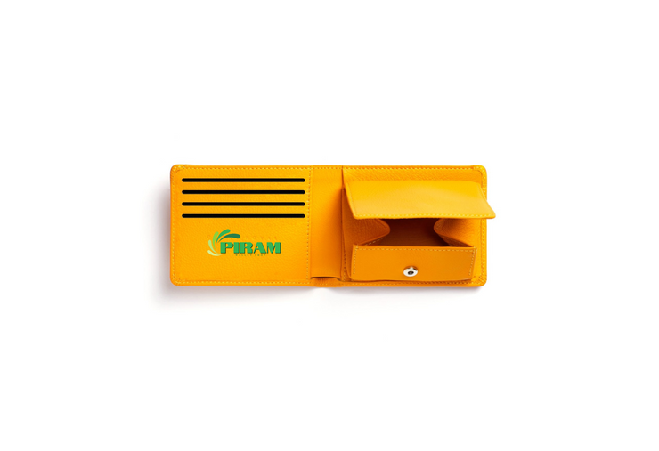 Piram Leather Minimalist Wallet – Yellow Edition with Coin Pocket