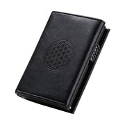 Piram Leather RFID Credit Card Holder – Black Flower of Life Pattern